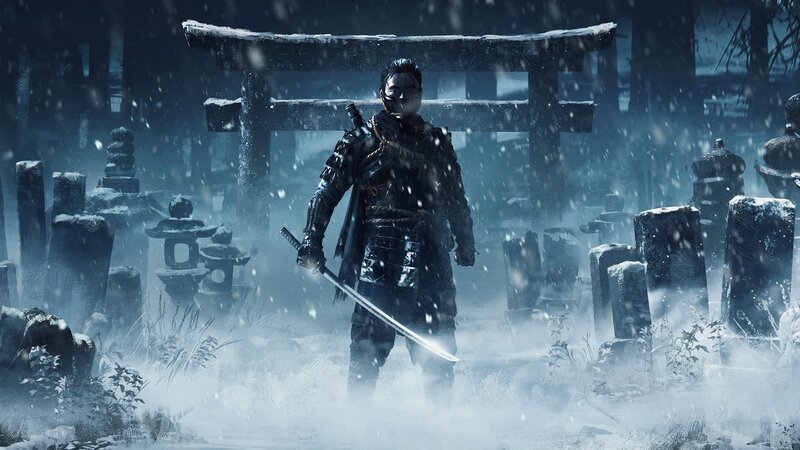 Samurai Warrior in Snow — Blue