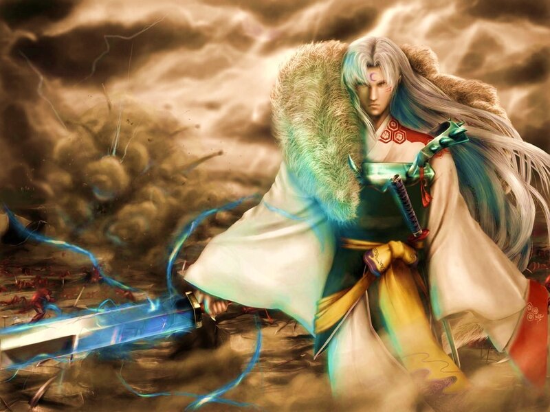 Samurai warrior in storm
