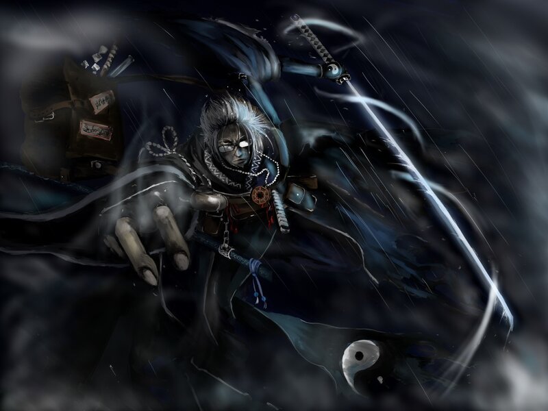 Samurai Warrior in Storm — Black