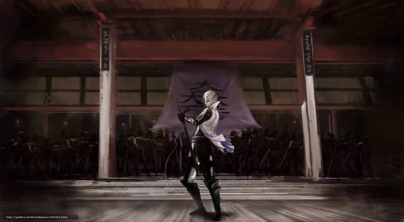 Samurai warrior in temple