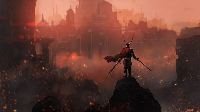Samurai Warrior on Rock