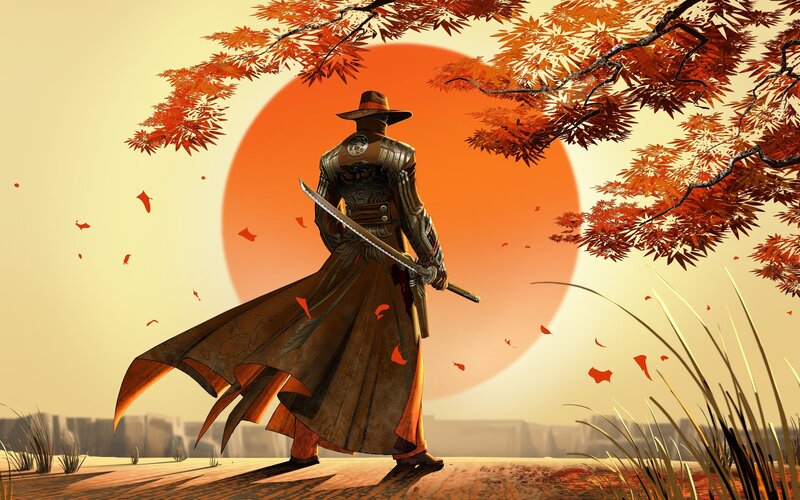 Samurai Warrior — Orange, Dramatic, Autumn