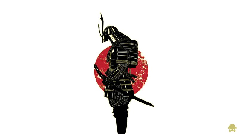 Samurai Warrior Silhouette — Black, Dramatic, Digital Art, Sword