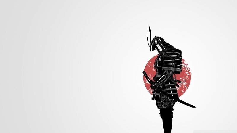 Samurai Warrior Silhouette — Black, Dramatic