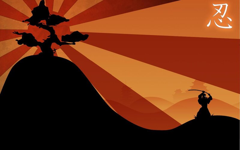 Samurai Warrior Silhouette — Orange