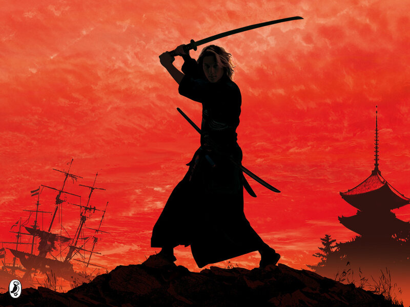 Samurai Warrior Silhouette — Red, Dramatic, Sunset, Digital Art