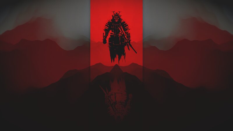 Samurai Warrior Silhouette — Red