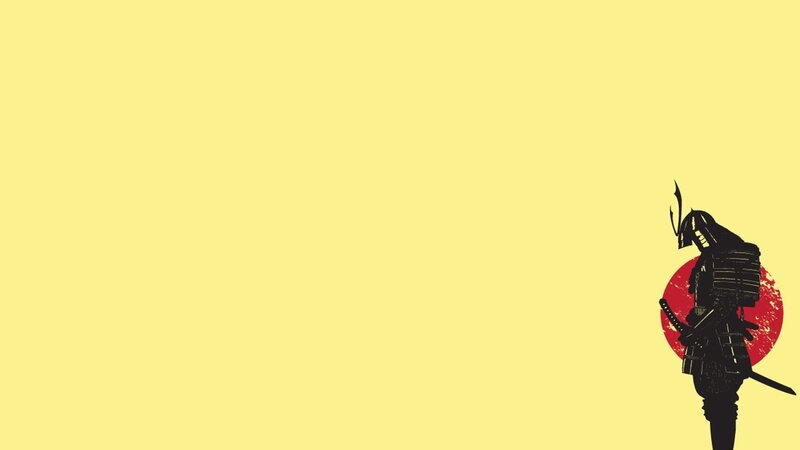 Samurai Warrior Silhouette — Yellow, Dramatic, Illustration