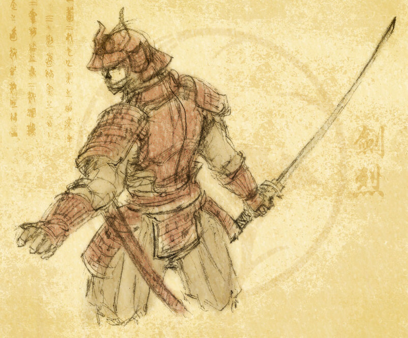 Samurai warrior sketch