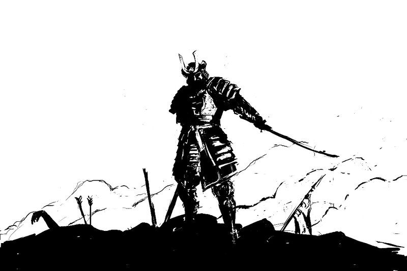 Samurai Warrior Standing — Black