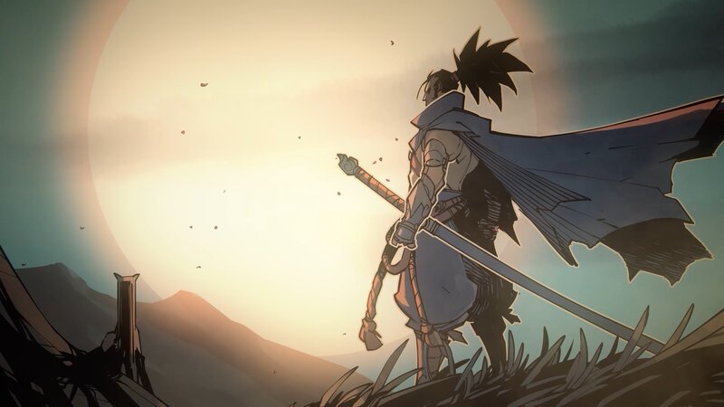 Samurai Warrior Standing — Blue