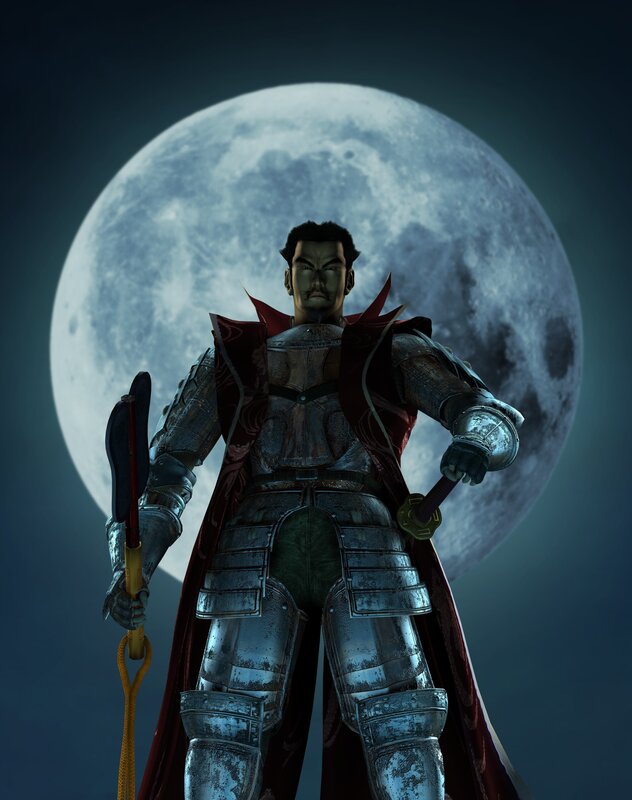 samurai warrior under moon