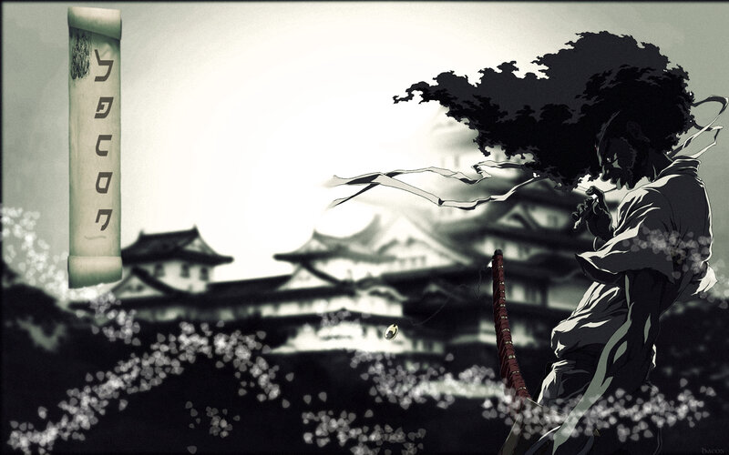 samurai warrior with afro