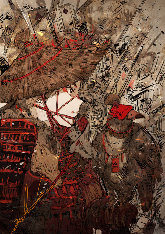 Samurai Warrior with Bird
