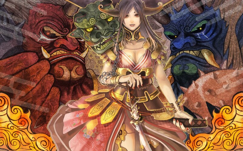 samurai warrior with demon masks