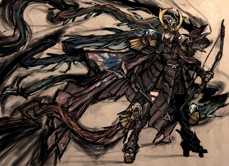 samurai warrior with dragon