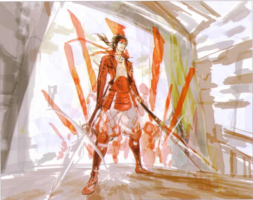 samurai warrior with dual swords
