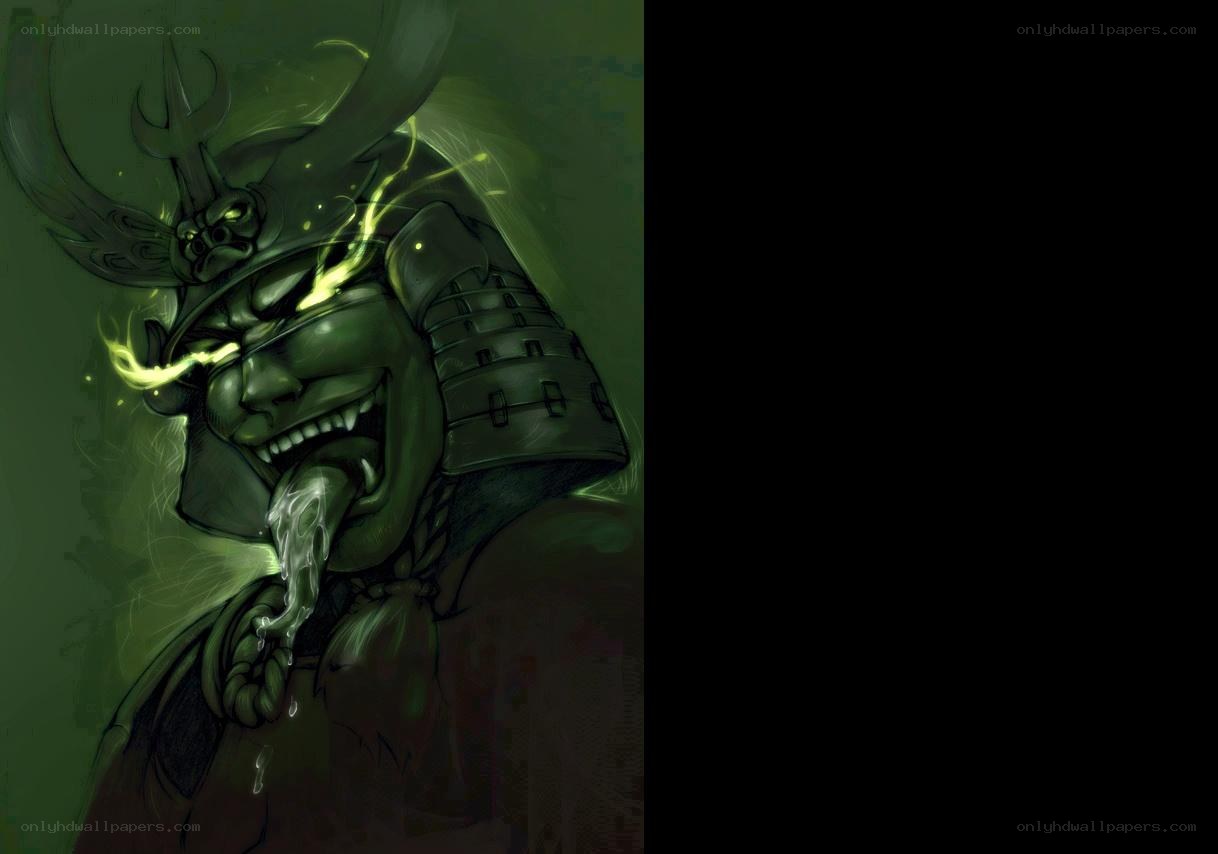 Samurai warrior with glowing eyes