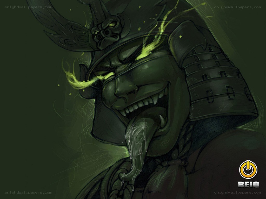 samurai warrior with green energy