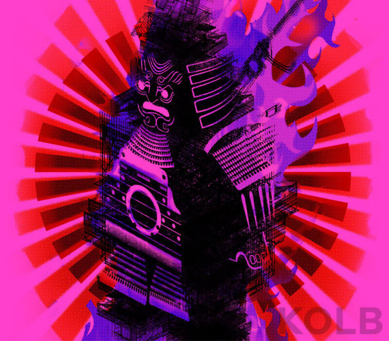 Samurai warrior with guitar