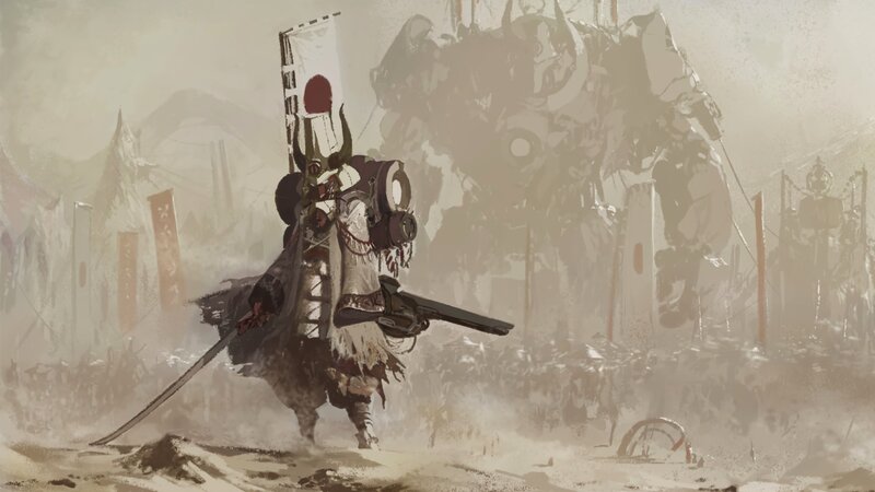 Samurai Warrior with Gun — Brown