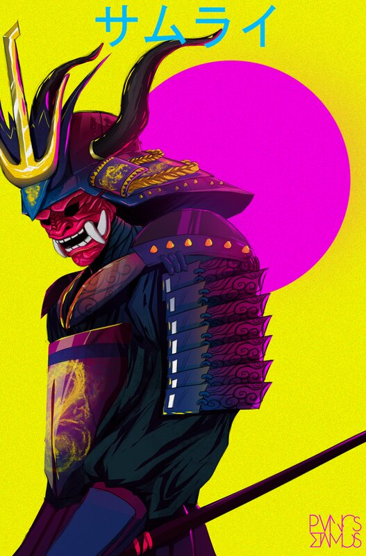 Samurai Warrior with Mask — Yellow