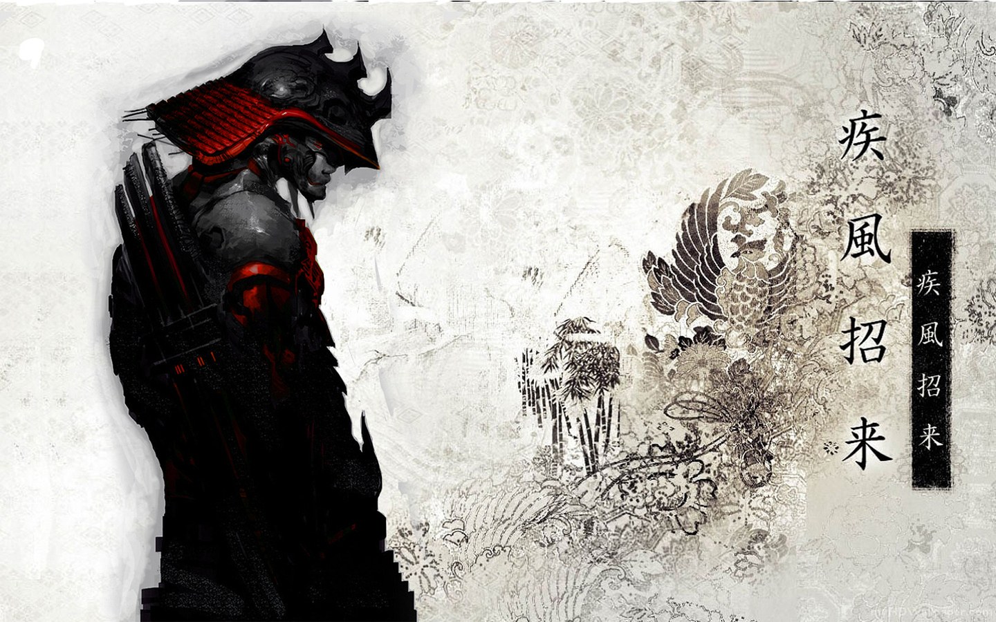 Samurai warrior with red helmet