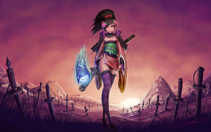 samurai warrior with spirit companion