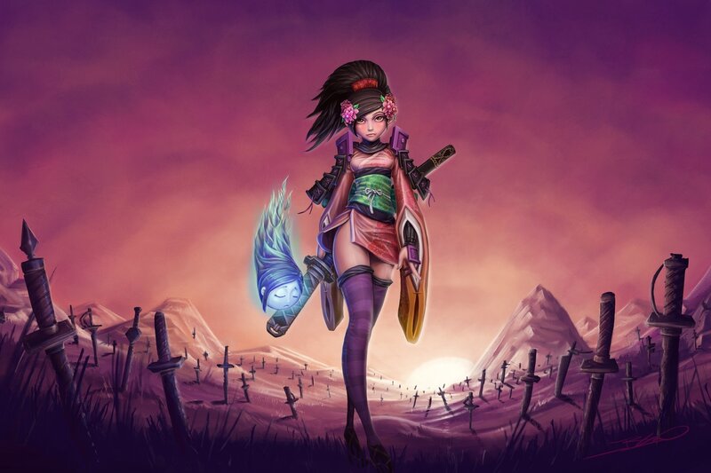 samurai warrior with spirit companion