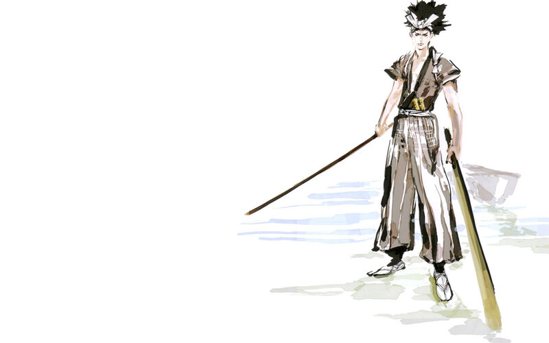 samurai warrior with staff