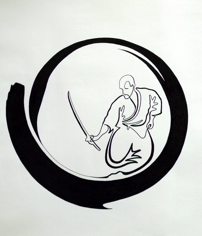 Samurai Warrior with Sword — Black, Calm