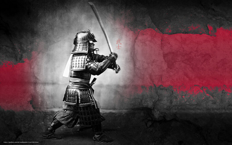 Samurai Warrior with Sword — Black, Dramatic, Digital Art, Armor