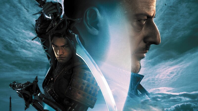 Samurai Warrior with Sword — Blue, Dramatic, Digital Art, Eiffel Tower