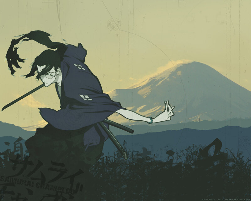 Samurai Warrior with Sword — Blue, Dramatic, Sunset