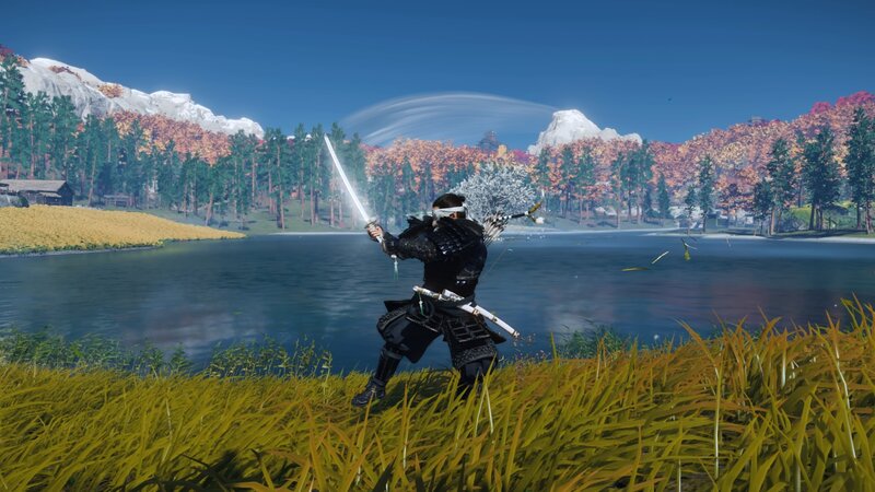 Samurai Warrior with Sword — Blue, Serene