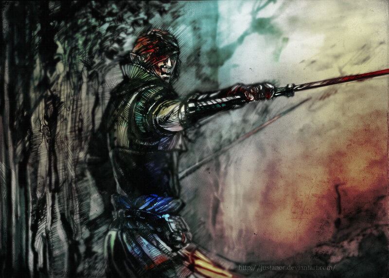 Samurai Warrior with Sword — Green