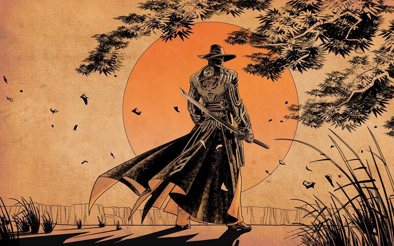 Samurai Warrior with Sword — Orange