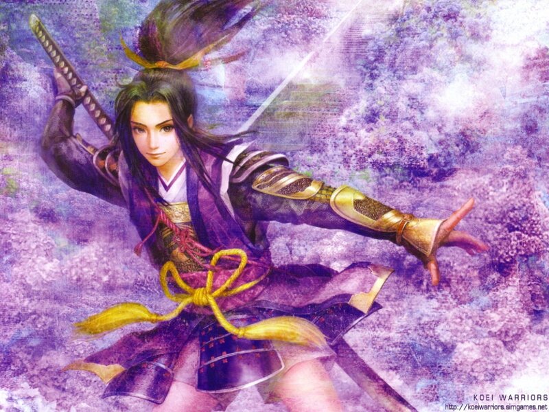 Samurai Warrior with Sword — Purple, Dramatic, Digital Art
