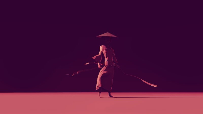 Samurai Warrior with Sword — Purple, Dramatic