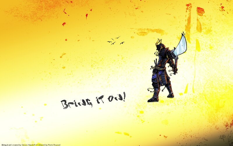 Samurai Warrior with Sword — Yellow