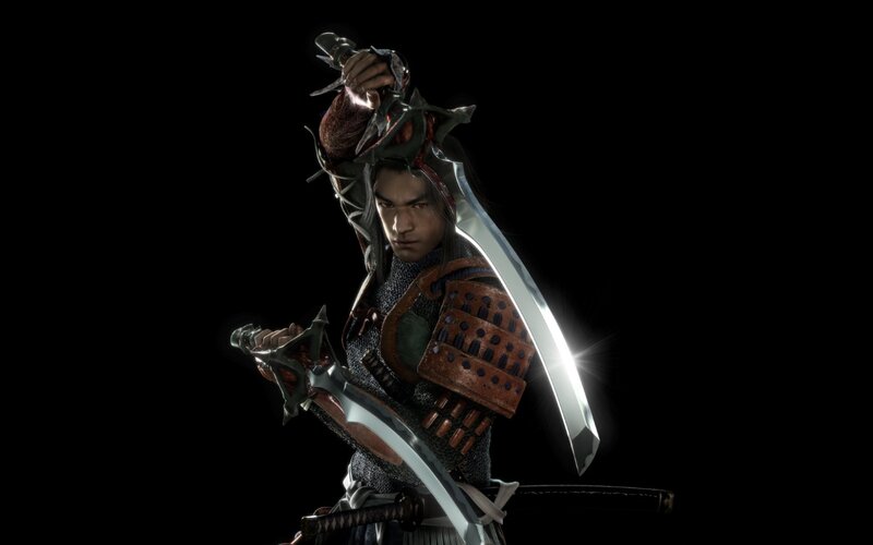Samurai warrior with swords