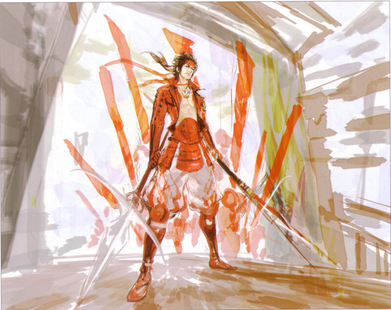 Samurai Warrior with Swords — Red, Dramatic