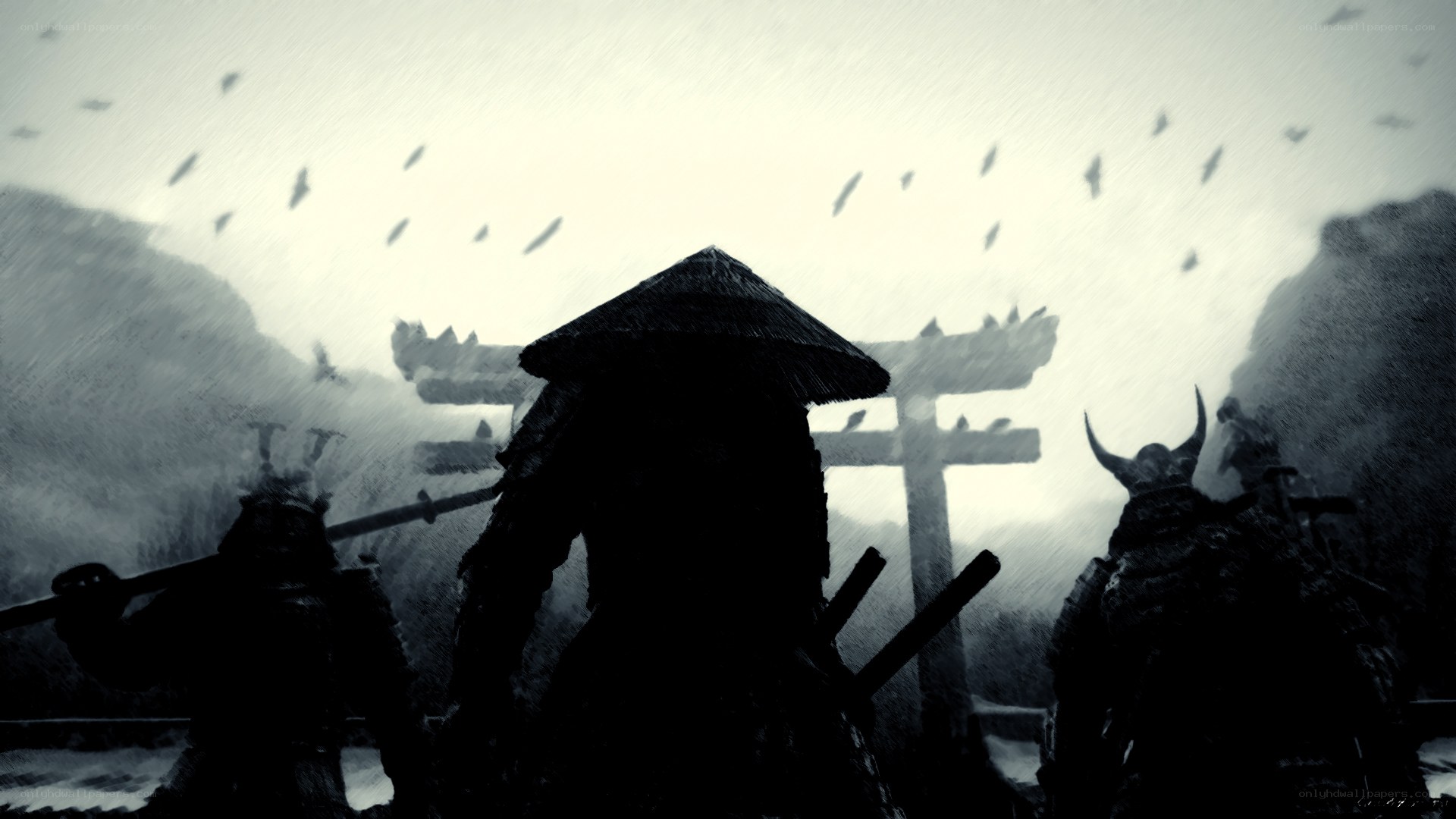 Samurai warriors at a shrine