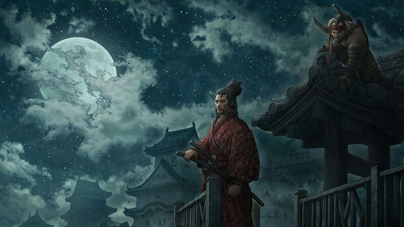 Samurai Warriors at Night — Dark Blue