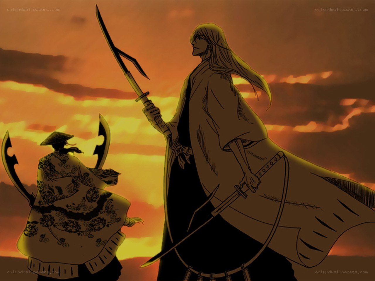Samurai warriors at sunset