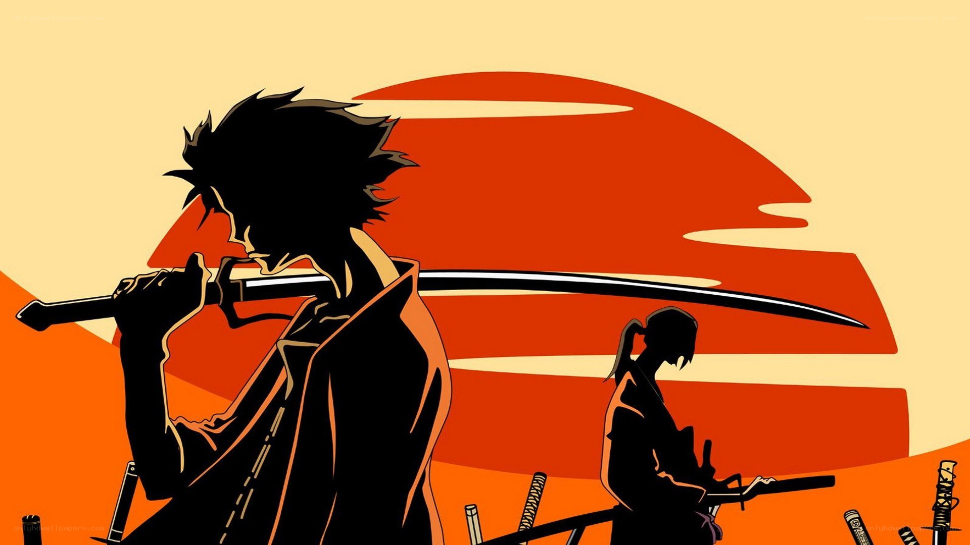 samurai warriors at sunset