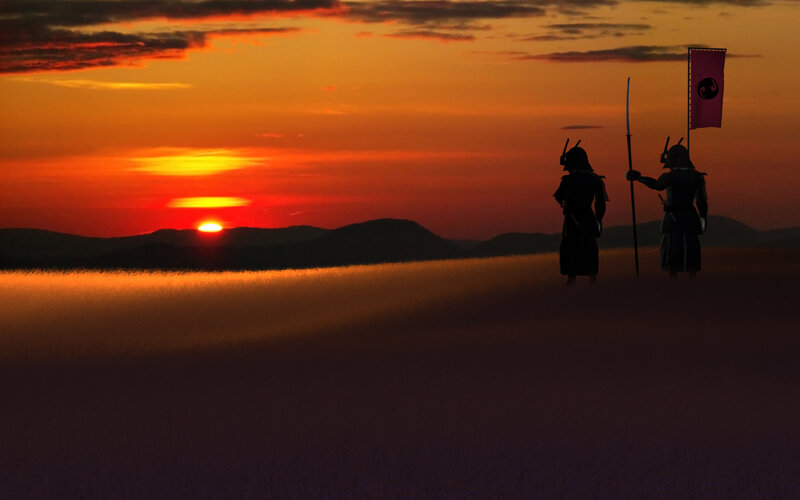 Samurai Warriors at Sunset — Orange