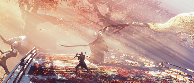 Samurai Warriors Fighting — Red, Dramatic, Autumn
