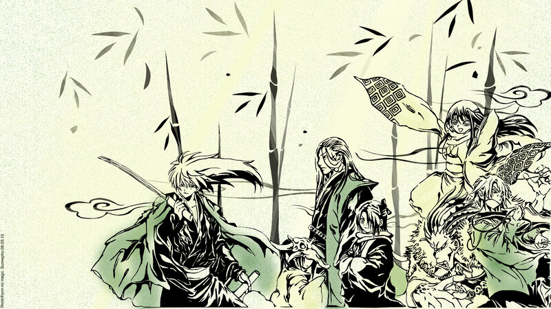 Samurai warriors in bamboo forest