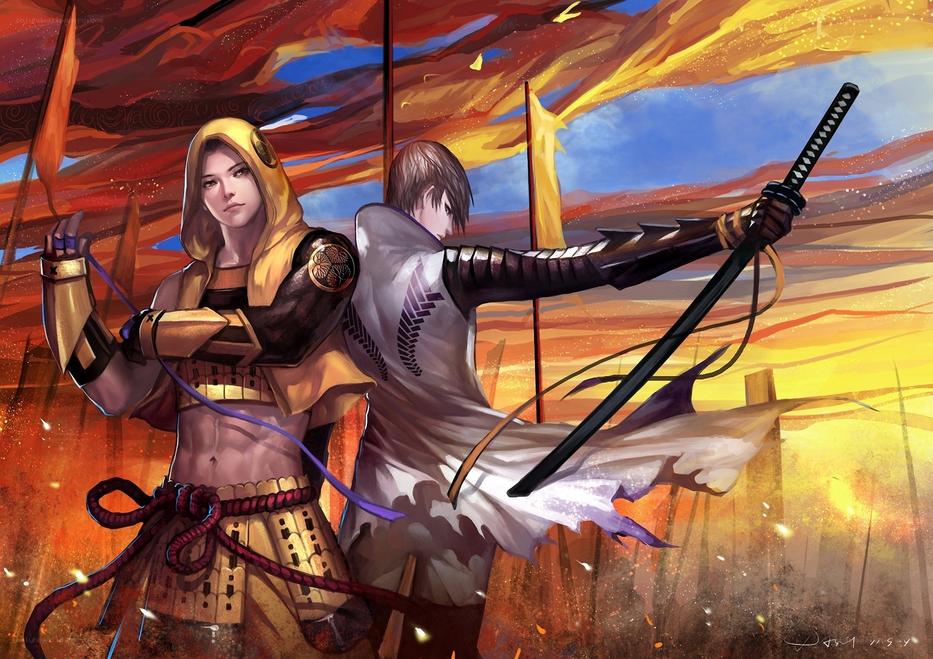 Samurai warriors in battle